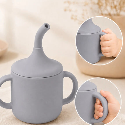 Babyjem Silikon Pipetli Bardak Gri