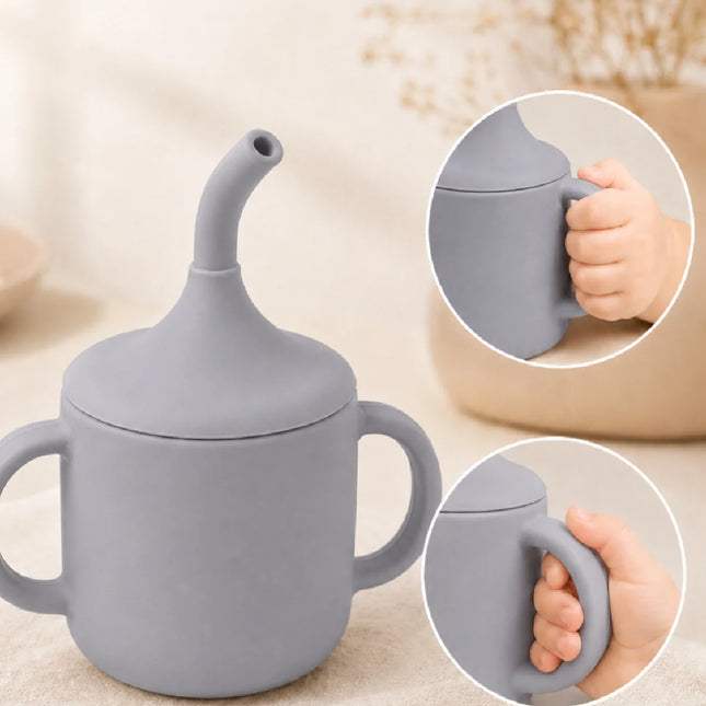 Babyjem Silikon Pipetli Bardak Gri