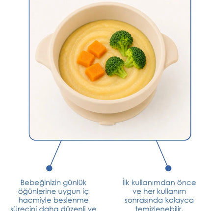 Babyjem Silikon Vakumlu Kase Ekru