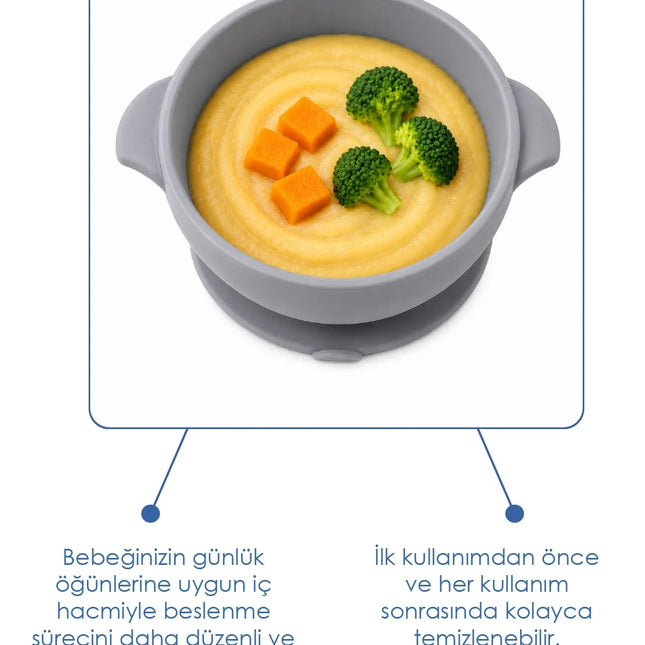 Babyjem Silikon Vakumlu Kase Gri