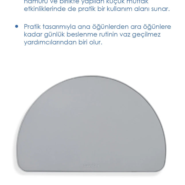 Babyjem Silinebilir Beslenme Mama Servis Matı Gri
