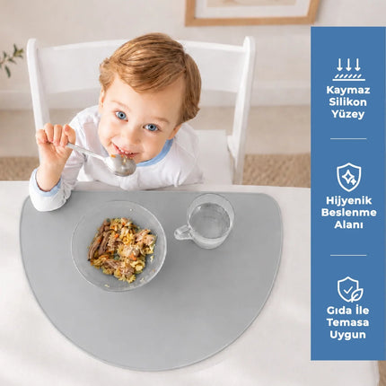 Babyjem Silinebilir Beslenme Mama Servis Matı Gri