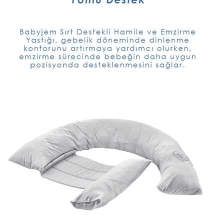 Babyjem Sırt Destekli Hamile ve Emzirme Yastığı Gri