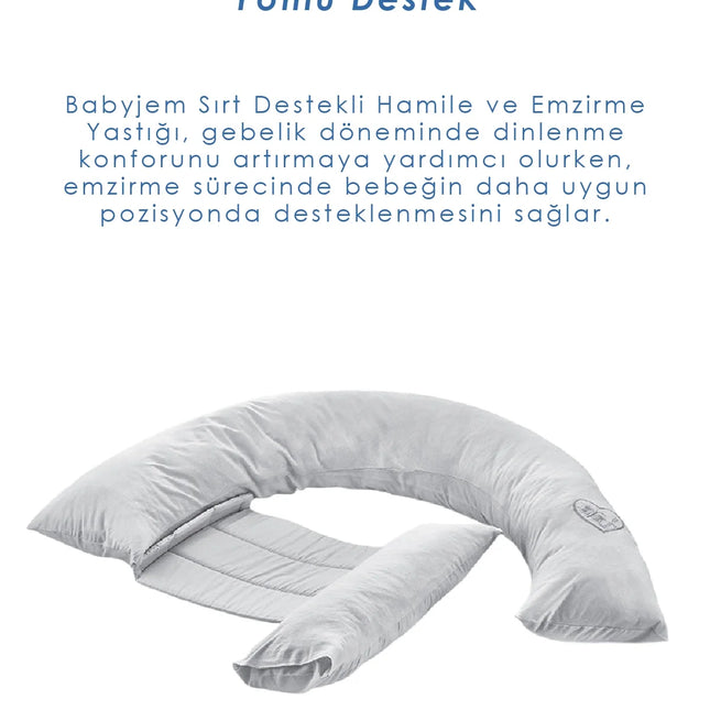 Babyjem Sırt Destekli Hamile ve Emzirme Yastığı Gri
