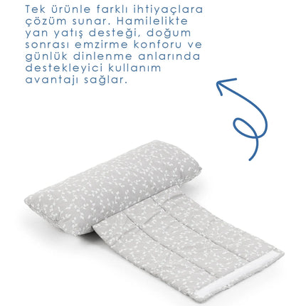 Babyjem Sırt Destekli Hamile Ve Emzirme Yastığı Gri Çiçek