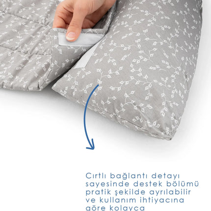Babyjem Sırt Destekli Hamile Ve Emzirme Yastığı Gri Çiçek