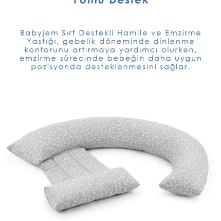 Babyjem Sırt Destekli Hamile Ve Emzirme Yastığı Gri Çiçek