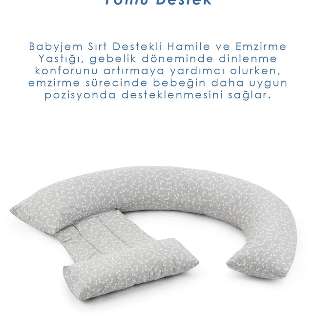 Babyjem Sırt Destekli Hamile Ve Emzirme Yastığı Gri Çiçek