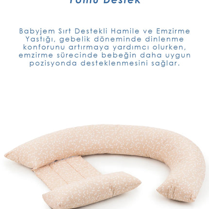 Babyjem Sırt Destekli Hamile Ve Emzirme Yastığı Somon Çiçek