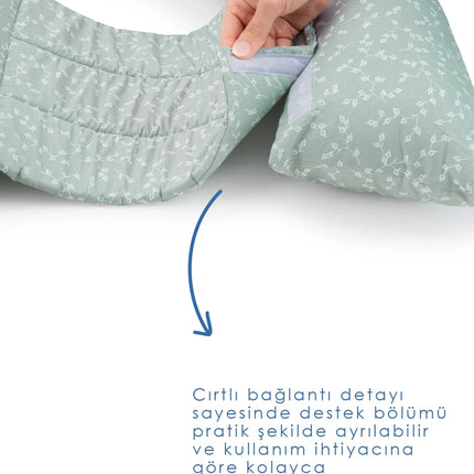 Babyjem Sırt Destekli Hamile Ve Emzirme Yastığı Yeşil Çiçek