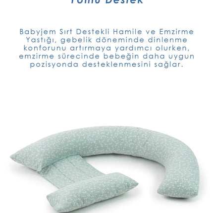 Babyjem Sırt Destekli Hamile Ve Emzirme Yastığı Yeşil Çiçek