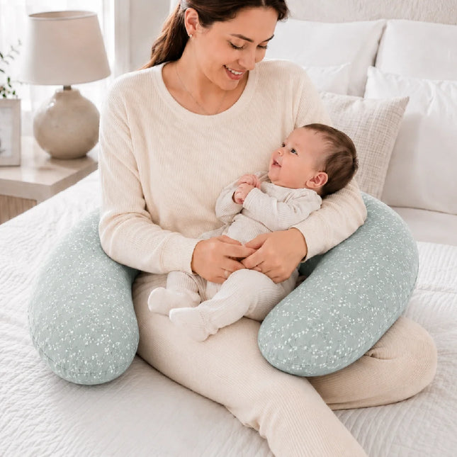 Babyjem Sırt Destekli Hamile Ve Emzirme Yastığı Yeşil Çiçek