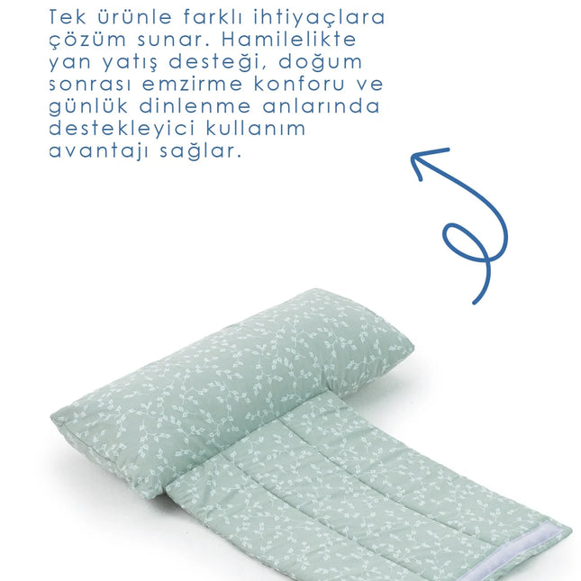 Babyjem Sırt Destekli Hamile Ve Emzirme Yastığı Yeşil Çiçek