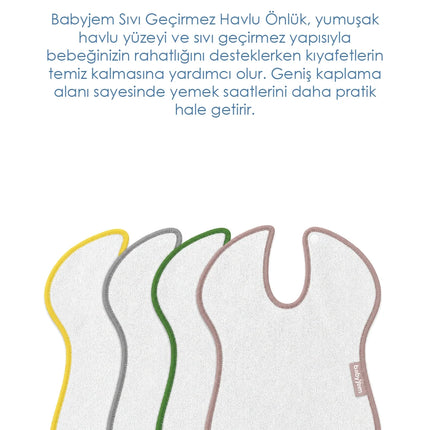Babyjem Sıvı Geçirmez Havlu Önlük 4'lü