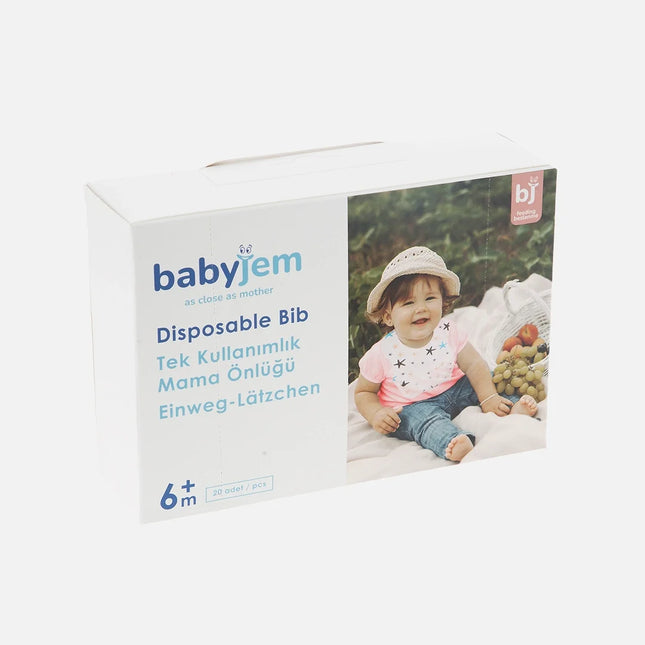 Babyjem Tek Kullanımlık Mama Önlüğü 20 Adet - Sıvı Geçirmez & Yüksek Emici Dokulu
