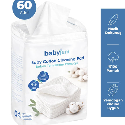 Babyjem Ultra Hassas Bebek Temizleme Pamuğu 60 Adet Beyaz