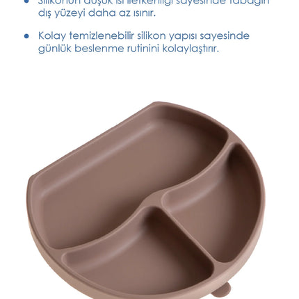 Babyjem Vakum Tabanlı Sabitlenebilir Silikon Tabak Latte