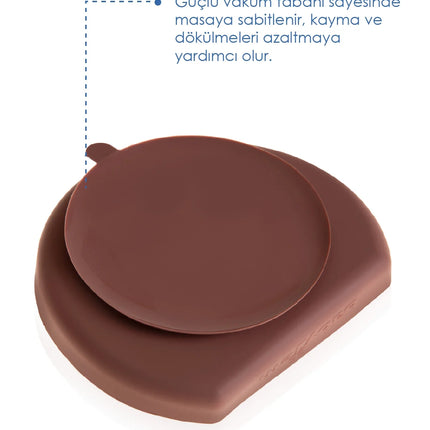 Babyjem Vakum Tabanlı Sabitlenebilir Silikon Tabak Mocha