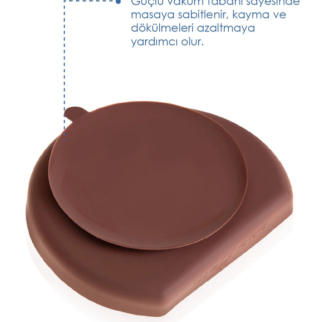 Babyjem Vakum Tabanlı Sabitlenebilir Silikon Tabak Mocha