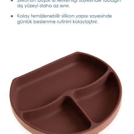 Babyjem Vakum Tabanlı Sabitlenebilir Silikon Tabak Mocha