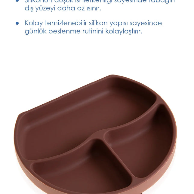 Babyjem Vakum Tabanlı Sabitlenebilir Silikon Tabak Mocha