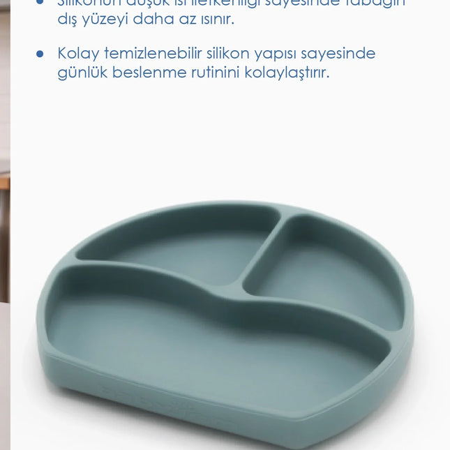 Babyjem Vakum Tabanlı Sabitlenebilir Silikon Tabak Yeşil