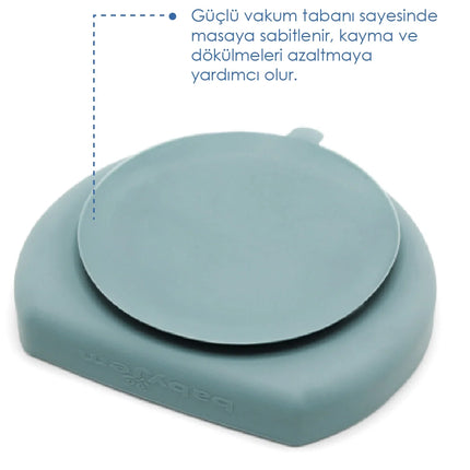Babyjem Vakum Tabanlı Sabitlenebilir Silikon Tabak Yeşil