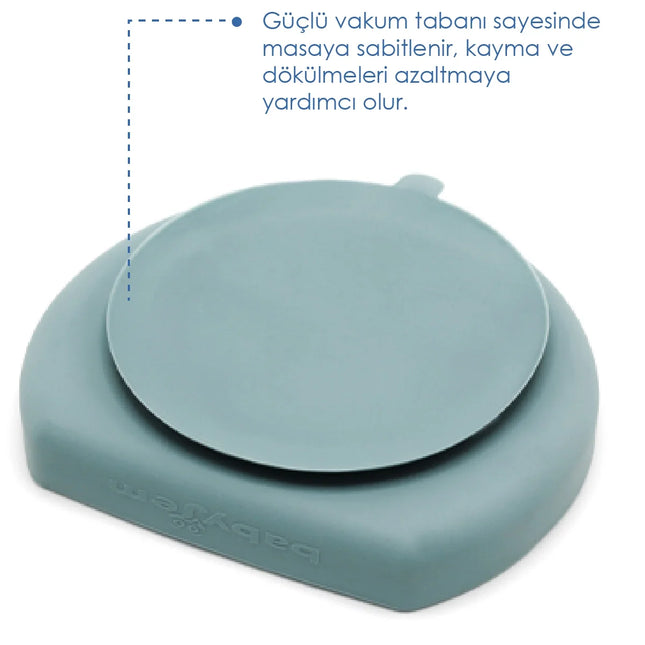 Babyjem Vakum Tabanlı Sabitlenebilir Silikon Tabak Yeşil