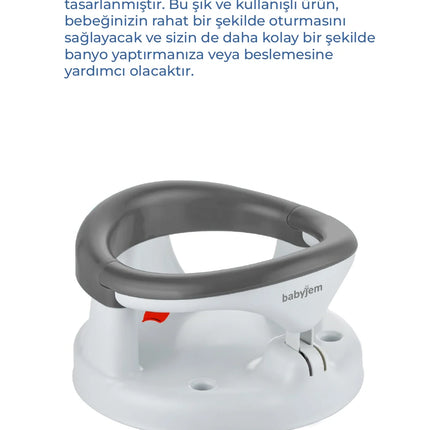 Babyjem Yandan Açılır Banyo ve Mama Oturağı & Hediye Minderli 2'li Set Antrasit