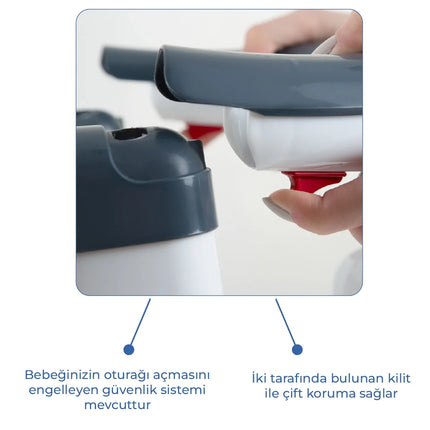 Babyjem Yandan Açılır Banyo ve Mama Oturağı & Hediye Minderli 2'li Set İndigo Mavi