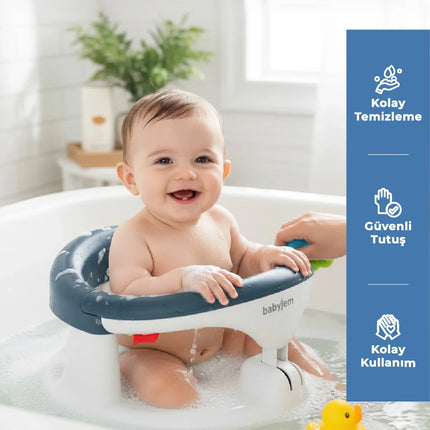 Babyjem Yandan Açılır Banyo ve Mama Oturağı İndigo Mavi