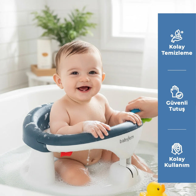 Babyjem Yandan Açılır Banyo ve Mama Oturağı İndigo Mavi