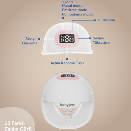Babyjem Yeni Nesil Led Ekran Ultra Vakumlu Giyilebilir Göğüs & Süt Pompası