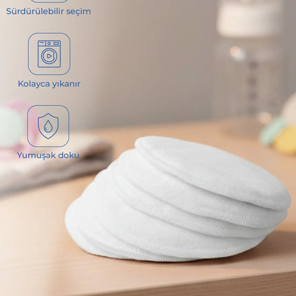 Babyjem Yıkanabilir Süper Emici Tekrar Kullanımlı Pamuklu Göğüs Pedi 6 Adet