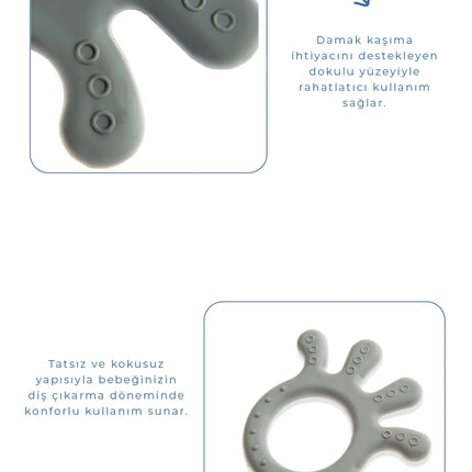 Babyjem Yumuşak Diş Kaşıyıcı Ahtapot Gri