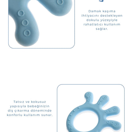 Babyjem Yumuşak Diş Kaşıyıcı Ahtapot Mavi