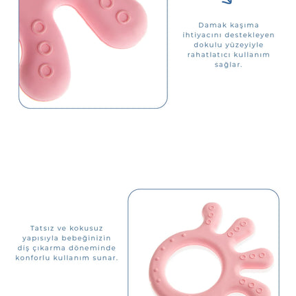Babyjem Yumuşak Diş Kaşıyıcı Ahtapot Pembe