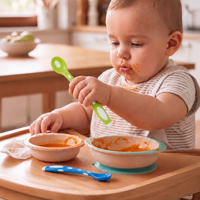 Babyjem Yumuşak Uçlu Mama Kaşığı Yeşil - Mavi