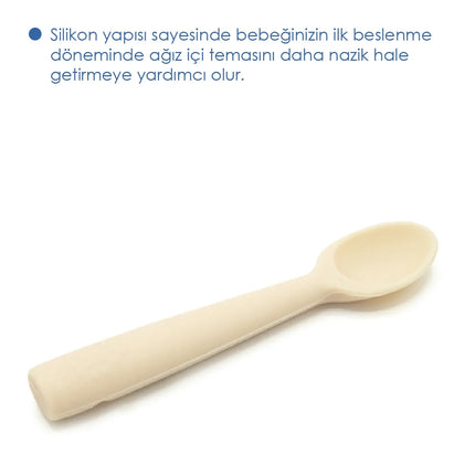 Babyjem Yumuşak Uçlu Silikon Kaşık Ekru