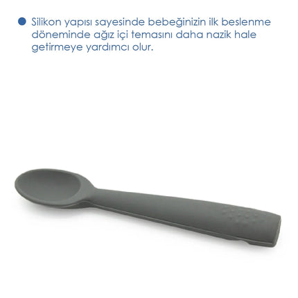 Babyjem Yumuşak Uçlu Silikon Kaşık Gri
