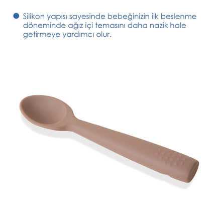 Babyjem Yumuşak Uçlu Silikon Kaşık Latte