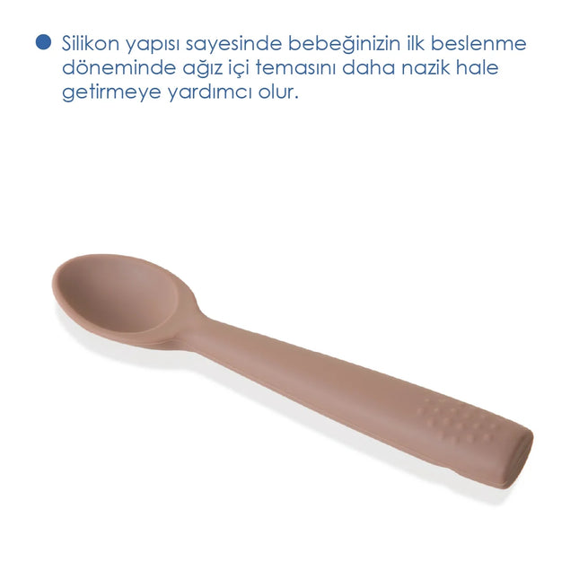 Babyjem Yumuşak Uçlu Silikon Kaşık Latte