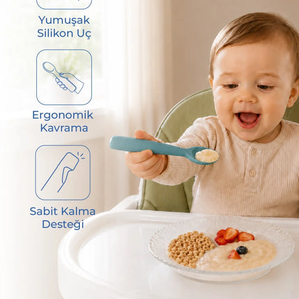 Babyjem Yumuşak Uçlu Silikon Kaşık Mint