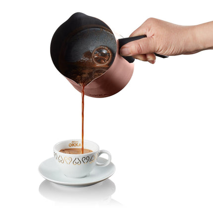 Arzum Okka Rich Automatic Turkish Coffee and Hot Beverage Maker, Velvetizer, 120V, Black/Copper