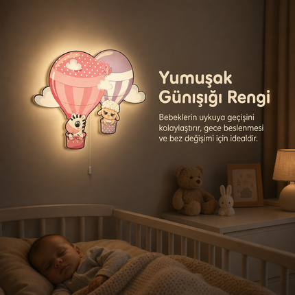 Balon Arkadaşları Bebek ve Çocuk Odası LED Pili Duvar Lambası Işıklı