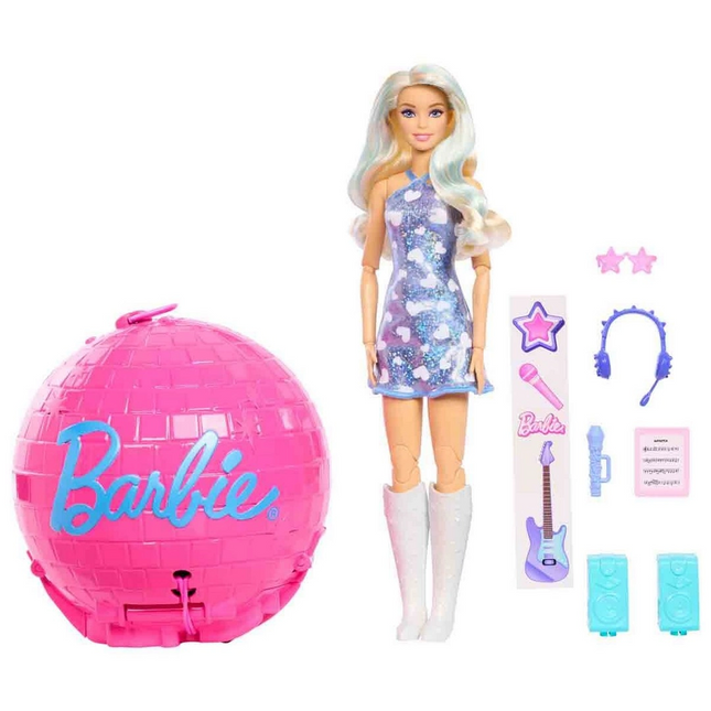 Barbie Team Barbie Roll & Reveal Pop Yıldızı Bebek ve Aksesuarları