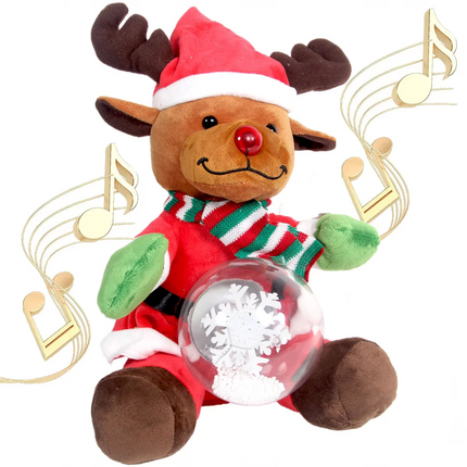 Christmas Snow Globe Battery Operated Plush Reindeer