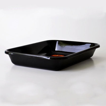 Enamel Hand Drawn Flower Pattern Appetizer Plate 27 x 19 cm