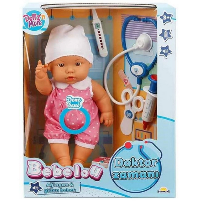 Bebelou Doktor Zamanı Sesli Bebek Seti 35 cm