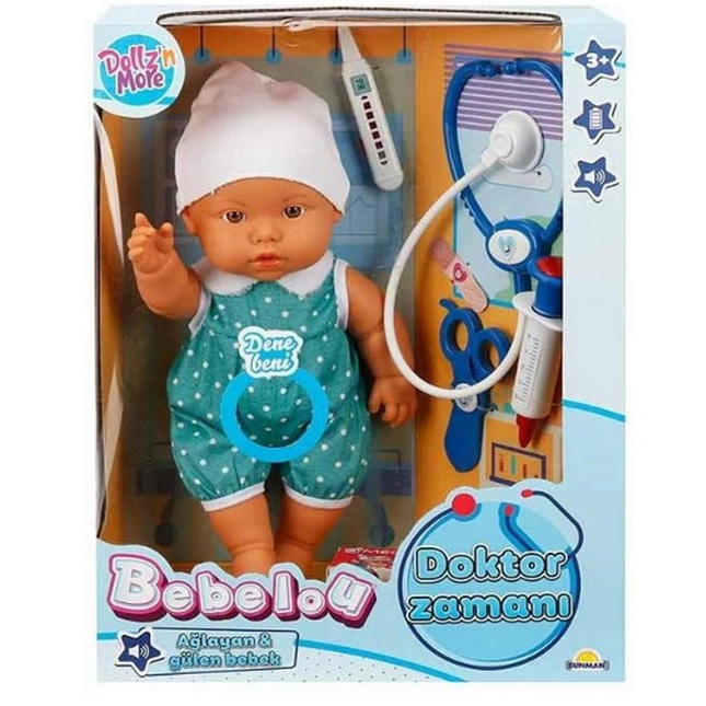Bebelou Doktor Zamanı Sesli Bebek Seti 35 cm